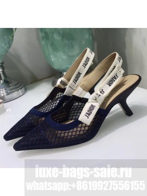 Dior J'Adior Slingback Fishnet Pump With 6.5cm Heel Blue 2020 Collection