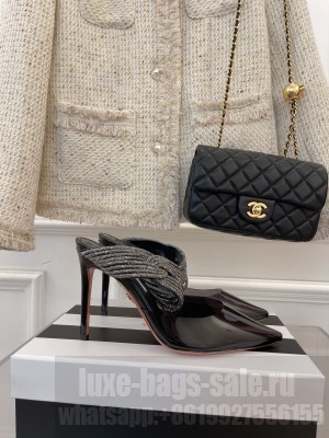 Aquazzuea 10cm Gatsby Black PVC Mule Sandal 2022 Collection