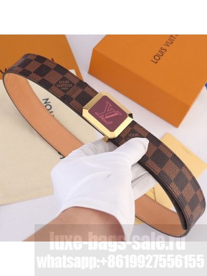 Louis Vuitton Men's Damier Ebene Canvas 35mm Belt with LV Square Buckle 2019 Collection
