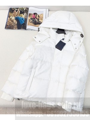 Louis Vuitton Women's Monogram Hooded Down Jacket White