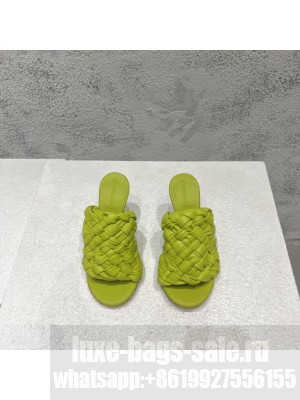 BOTTEGA VENETA Dot Wave 9cm Lambskin Intreccio pleated leather Mules Sandals kiwi 2022 Collection