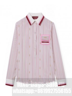 Gucci Women's Printed Silk Shirt Pink
