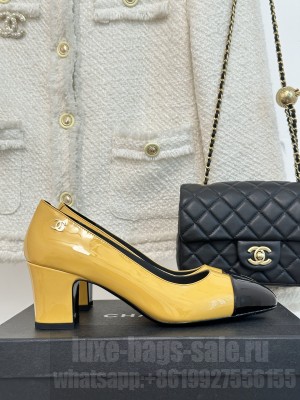 Chanel Patent Leather 6cm Pumps G45053 Yellow 2023
