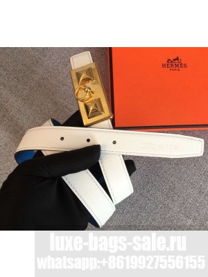 Hermes Width 2.5cm Collier De Chien Buckle Belt White/Gold