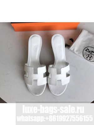 Hermes Heel 5cm Oasis Slipper Sandals in epsom Leather white