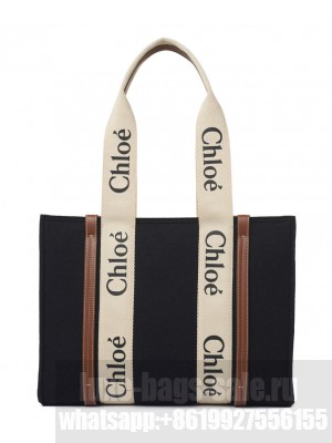 Chloe Medium Woody Tote Bag Black
