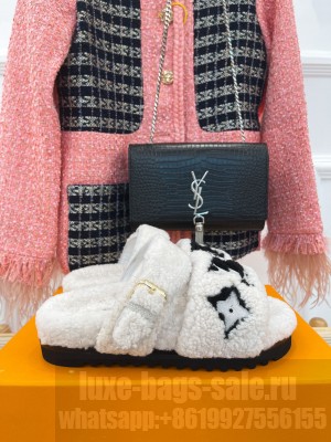 Louis Vuitton Shearling Flat Slide Sandals 2023 01