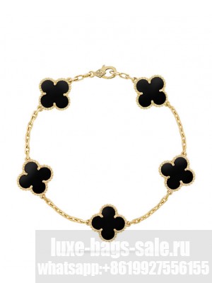 Van Cleef & Arpels Women's Vintage Alhambra Bracelet, 5 Motifs Black