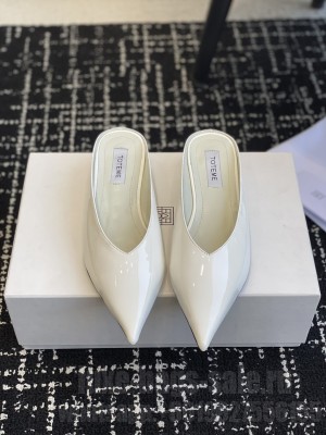TOTEME Sharp patent wedge mules white