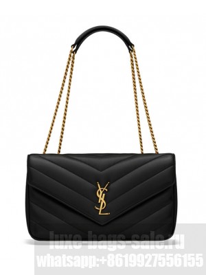 Saint Laurent LOULOU Medium Quilted Lambskin Handbag Black