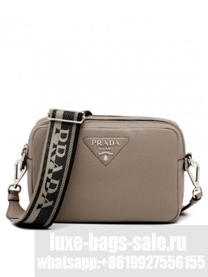 Prada Leather Bag With Shoulder Strap Gray