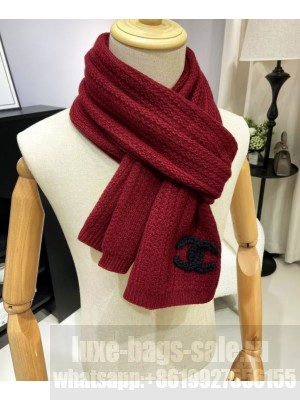 Chanel Women's Knitted Scarf Red