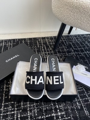 Chanel CC Logo Fabric Slide Mule 2024 024