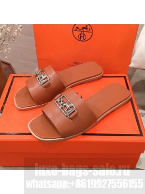 Hermes Villa Flat Slide Sandals Brown 2020 Collection