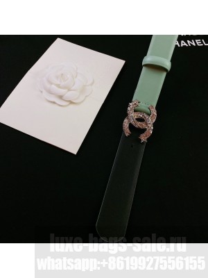 Chanel Calfskin Belt 3cm with Star CC Buckle Green  2021 Collection