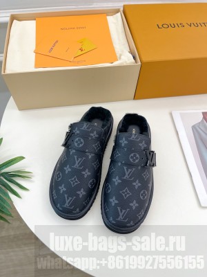Louis Vuitton LV Cosy Flat Comfort Clog Mules in Black Monogram Canvas and Wool 2024