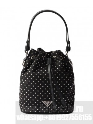 Prada Re-Nylon Mini-bag With Studs 1BE067 Black
