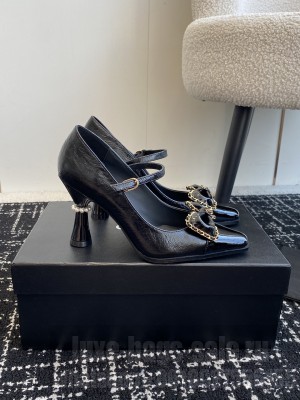Chanel Crinkled Calfskin with Bow Mary Janes Pumps 2024 Black