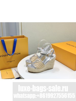 Louis Vuitton Starboard Wedge Sandal 10cm in LV Raffia and Leather 05