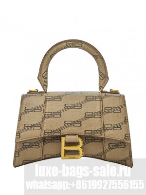 Balenciaga Hourglass XS Handbag BB Monogram Coated Canvas Apricot