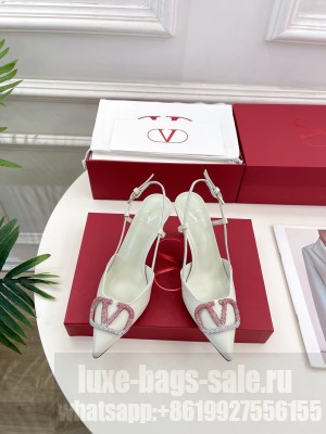 Valentino Garavani Slingback Pump in White Calfskin leather with VLogo Signature embellishment 80mm 2025
