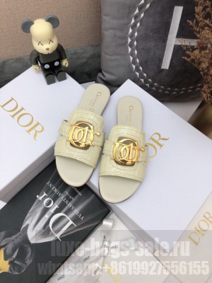 Christian Dior 30 MONTAIGNE SLIDE Beige Stone pattern Calfskin Flat Sandal 2021 Collection