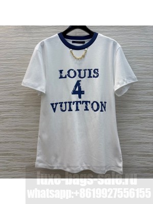 Louis Vuitton Cotton T-Shirt with 4 Print White 2025