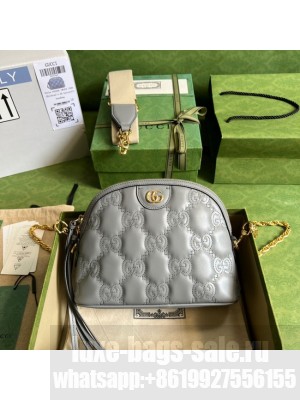 Gucci GG Matelasse leather shoulder bag 702229 Dusty grey