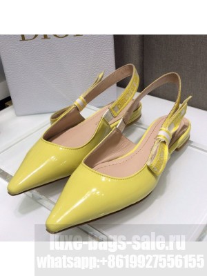 Dior J'Adior Slingback Ballerinas Flats in Yellow Patent Calfskin Spring/Summer 2021 Collection