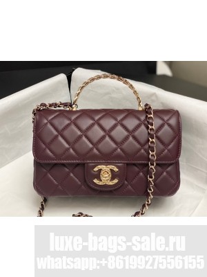 Chanel MINI FLAP BAG WITH TOP HANDLE AS4924 Dark Burgundy