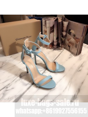 GIANVITO ROSSI PORTOFINO 105 Blue Calfskin Adjustable ankle strap Sandals Spring/Summer 2021 Collection