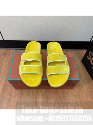 Loro Piana Man's Suede Flat Slippers Yellow