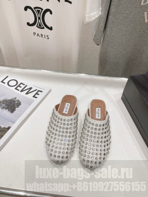 Alaïa FLATS IN STRASS LAMBSKIN MULE WHITE
