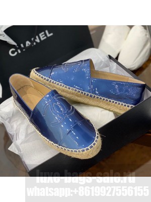 Chanel CC Patent Leather Espadrilles Blue Spring/Summer 2021 Collection 60
