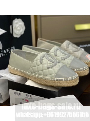 Chanel CC Quilted Lambskin Espadrilles Light Gray Spring/Summer 2021 Collection 34