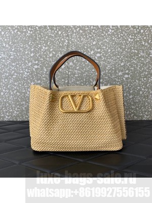 VALENTINO Small RAFFIA MACRAME Shoulder Bag 0330S Apricot