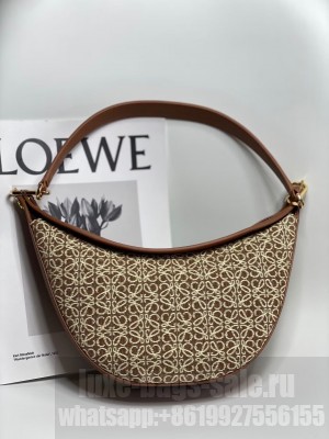 Loewe Original Leather Shoulder Handbag 3073 Brown Embroidery