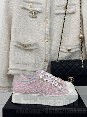 Chanel 3.5cm Platform Tweed Sneakers Pink