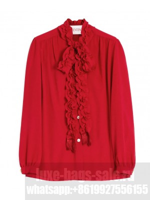 Valentino Women's Crepe De Chine Shirt Red