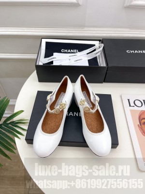 Chanel Mary Janes Lambskin 5.5cm Pump White
