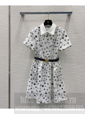 Chanel Women's Printed Dress White