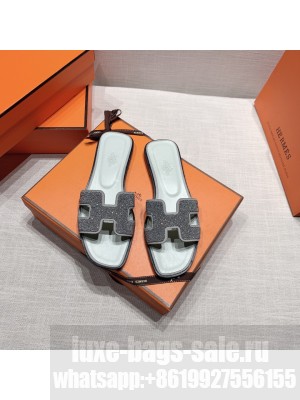 Hermes Oran Flat slippers with rhinestone 057 2021 Collection