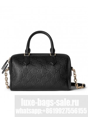 Gucci GG Emblem Small Top Handle Bag 815255 Black