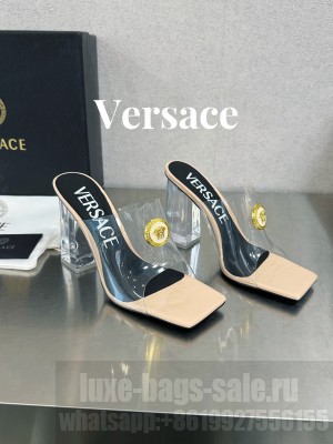 Versace "Alia" clear PVC mule sandals with Medusa medallion 05