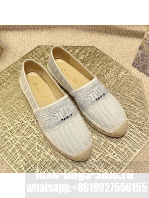Dior Granville Espadrilles in Metallic Thread Embroidered Cotton White Spring/Summer 2021 Collection