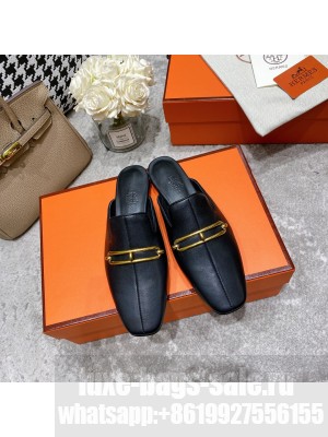 Hermes Esmee Mule with Iconic Roulis Buckle Black 2022 Collection