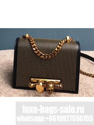 Alexander Mcqueen Small Jewelled Satchel Bag Black/Gold Studs