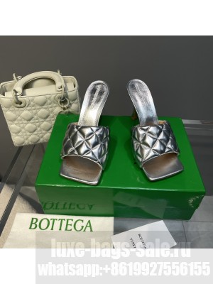 BOTTEGA VENETA Lido Intreccio metallised leather 9cm mules Silver