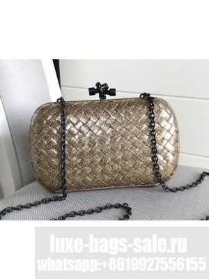 Bottega Veneta Metallic Intrecciato Chain Knot Clutch Gold 