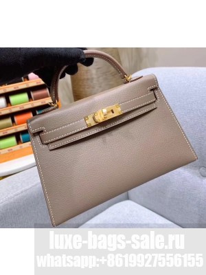 Hermes Mini Kelly II Bag in Original Epsom Leather Elephant Gray
